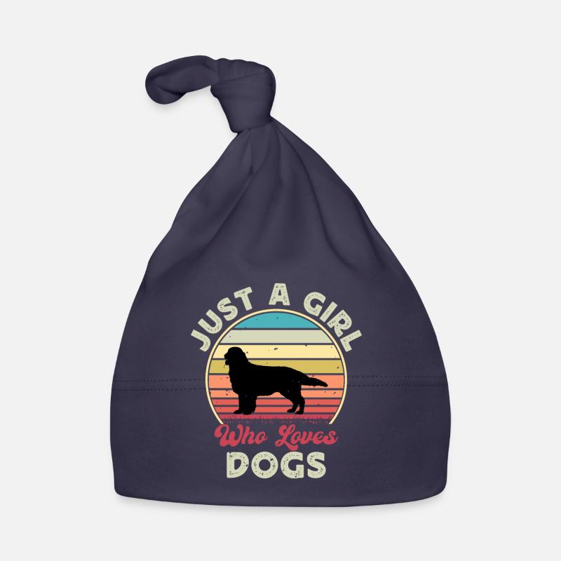 Flat Coated Retriever Dog Silhouette Retro Sunset Bonnet bio Bébé
