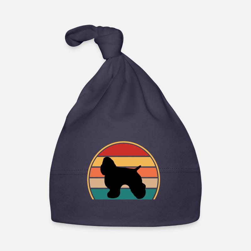 American Cocker Spaniel Dog Silhouette Retro Sun Bonnet bio Bébé