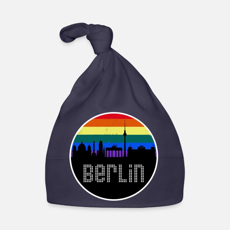 Berlin Skyline Regenbogen Baby Bio-Mütze