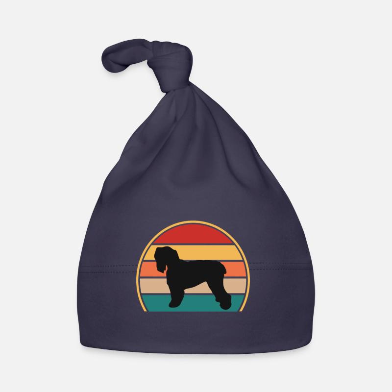 Noir Terrier Russe Chien Silhouette Rétro Coucher de Soleil Bonnet bio Bébé