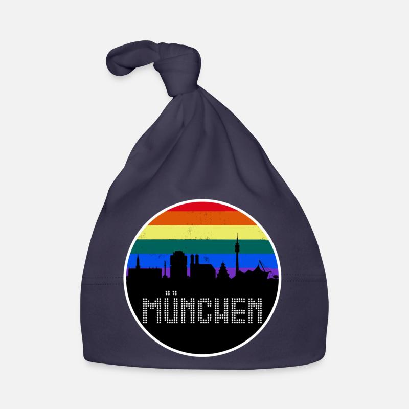 Munich Skyline Rainbow Organic Baby Cap