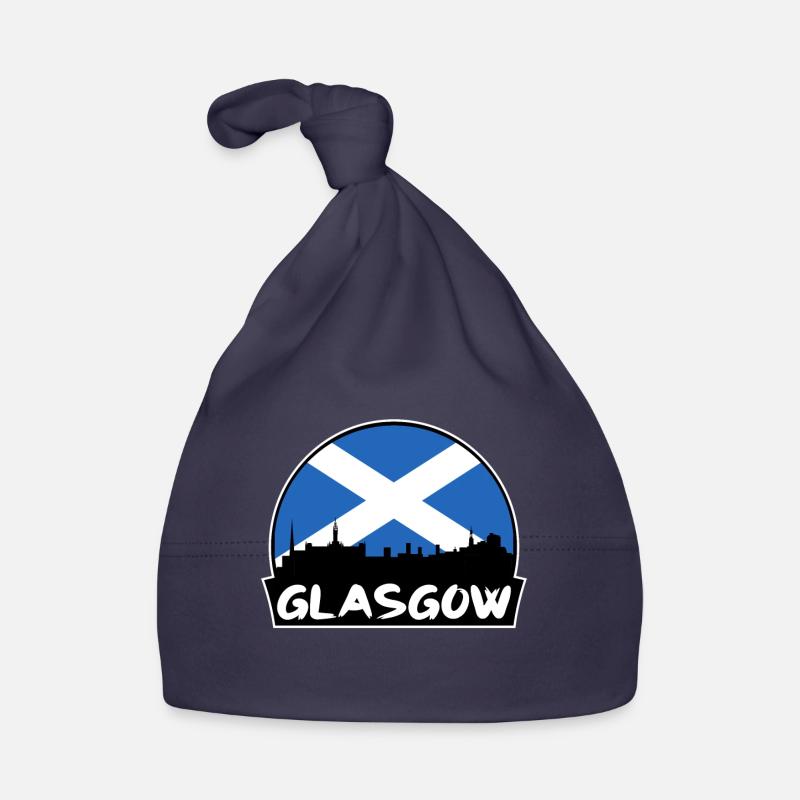 Glasgow Ecosse Drapeau Skyline Silhouette Voyage Bonnet bio Bébé