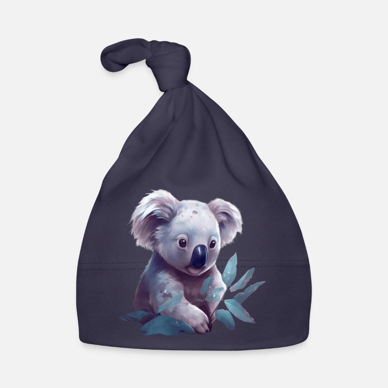 Cute koala with eucalyptus leaf Organic Baby Cap