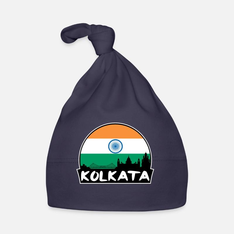 Kolkata Inde drapeau Skyline Silhouette Voyage Bonnet bio Bébé