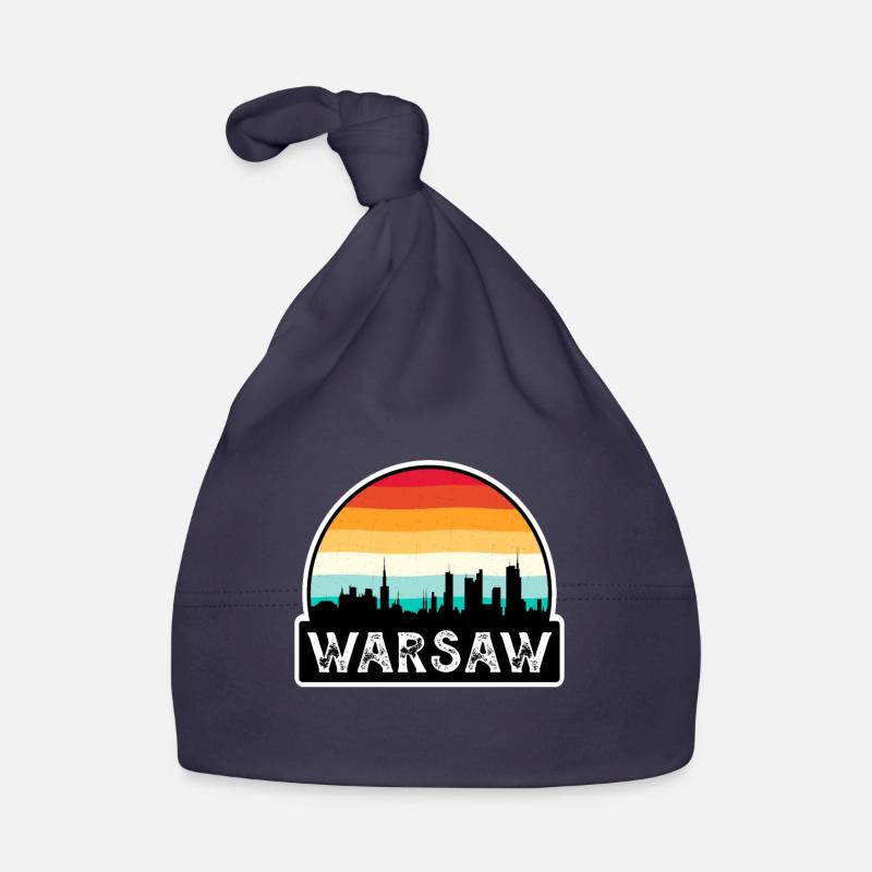Varsovie Pologne Flag Skyline Souvenir de voyage Bonnet bio Bébé