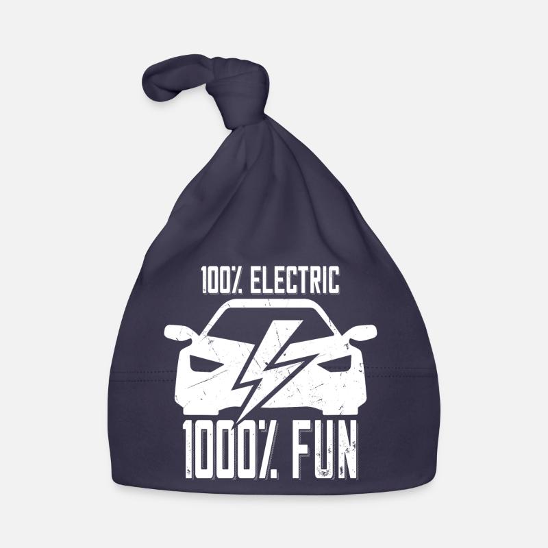 100% électrique 1000% Fun - pour les fans de voitures électriques - Bonnet bio Bébé - marine