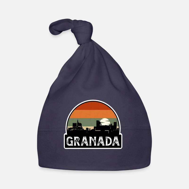Granada Spain Flag Skyline Travel Souvenir Organic Baby Cap