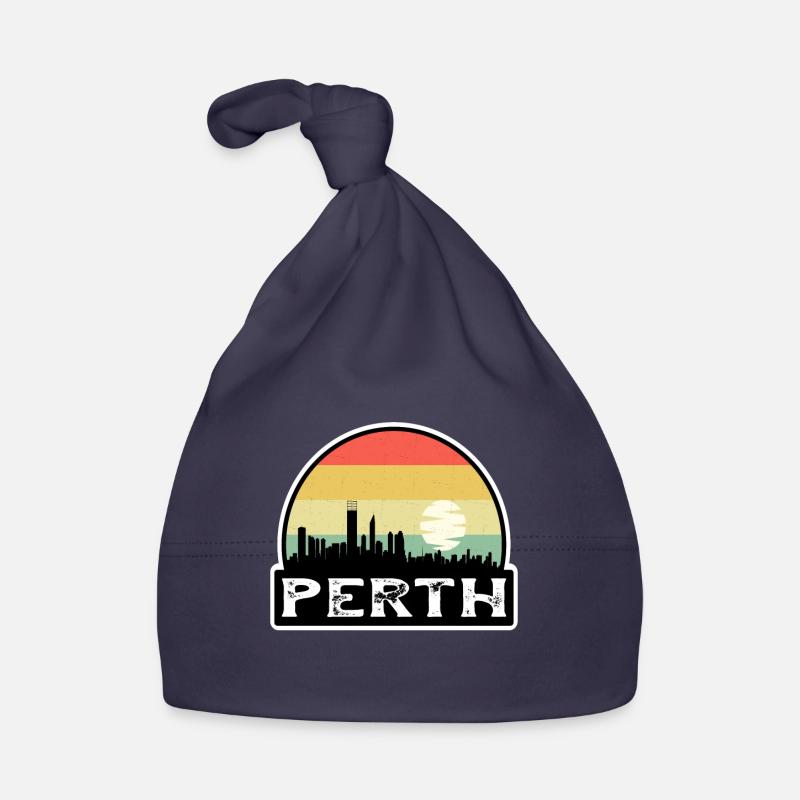 Perth Australia Flag Skyline Souvenir de voyage Bonnet bio Bébé