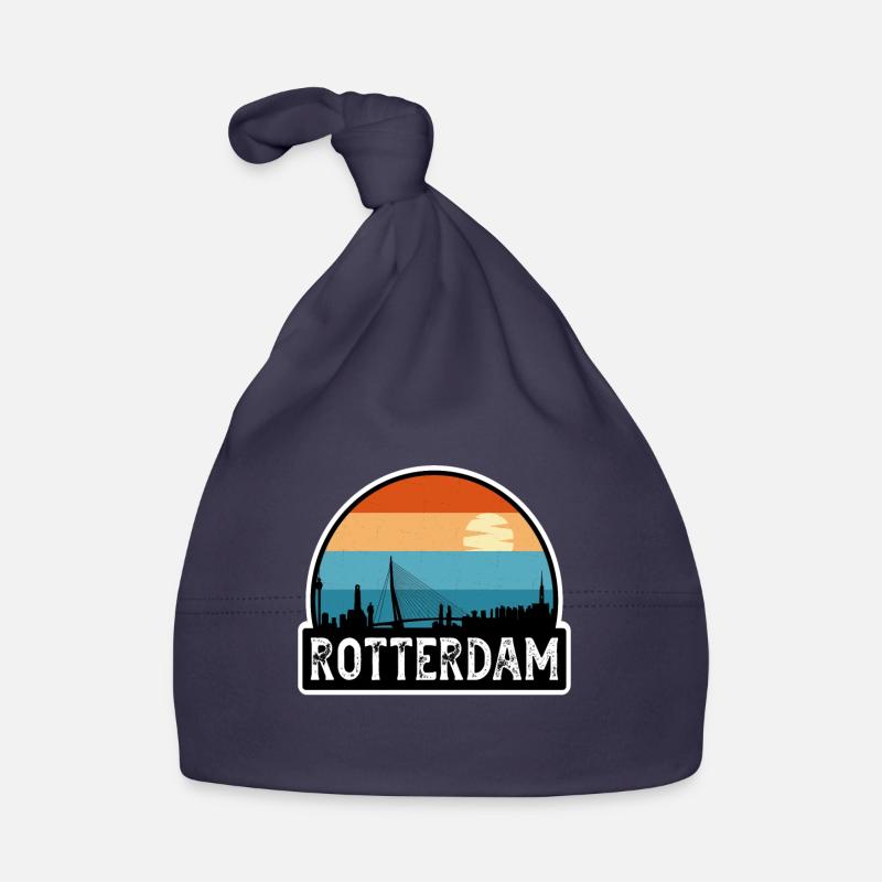 Rotterdam Pays-Bas Flag Skyline Souvenir de voyage Bonnet bio Bébé
