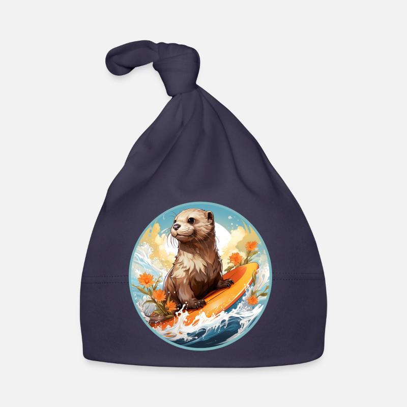 Loutre sur planche de surf Bonnet bio Bébé