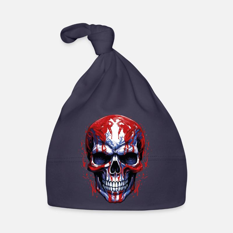 Graphique de crâne de drapeaux - Bonnet bio Bébé - marine