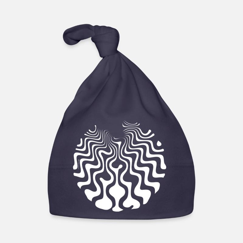 Vagues psychédéliques - Curvy Sixties Waves Water - Bonnet bio Bébé - marine