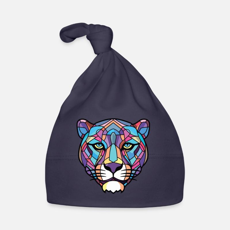Panthère Aquarelle colorée Illustration d’animaux Bonnet bio Bébé
