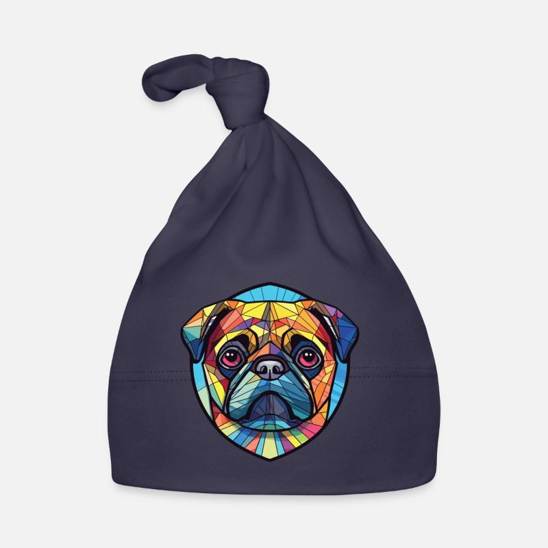 Pug Dog Aquarelle colorée Illustration d’animaux Bonnet bio Bébé