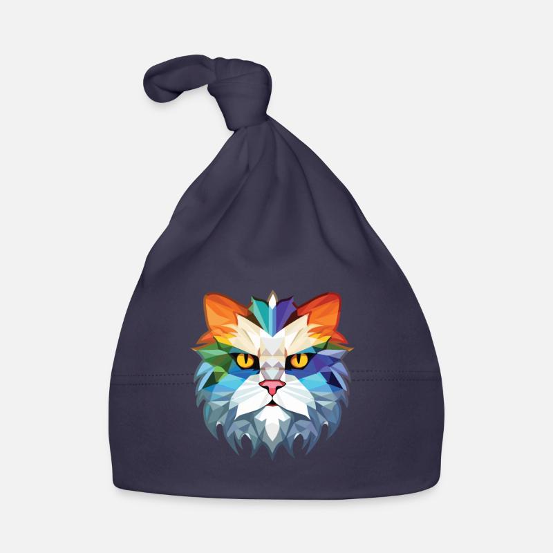 Chat persan à poil long blanc aquarelle colorée Bonnet bio Bébé