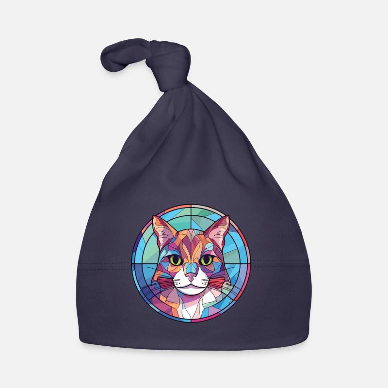 Illustration d’aquarelle colorée American Curl Cat Bonnet bio Bébé