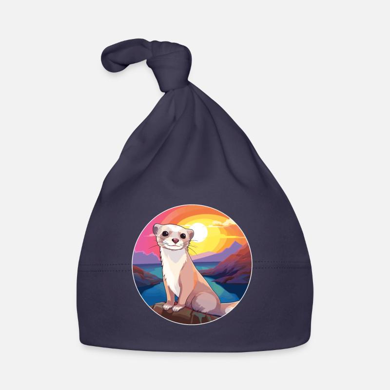 Frettchen buntes Aquarell Cartoon Kawaii Tier Baby Bio-Mütze