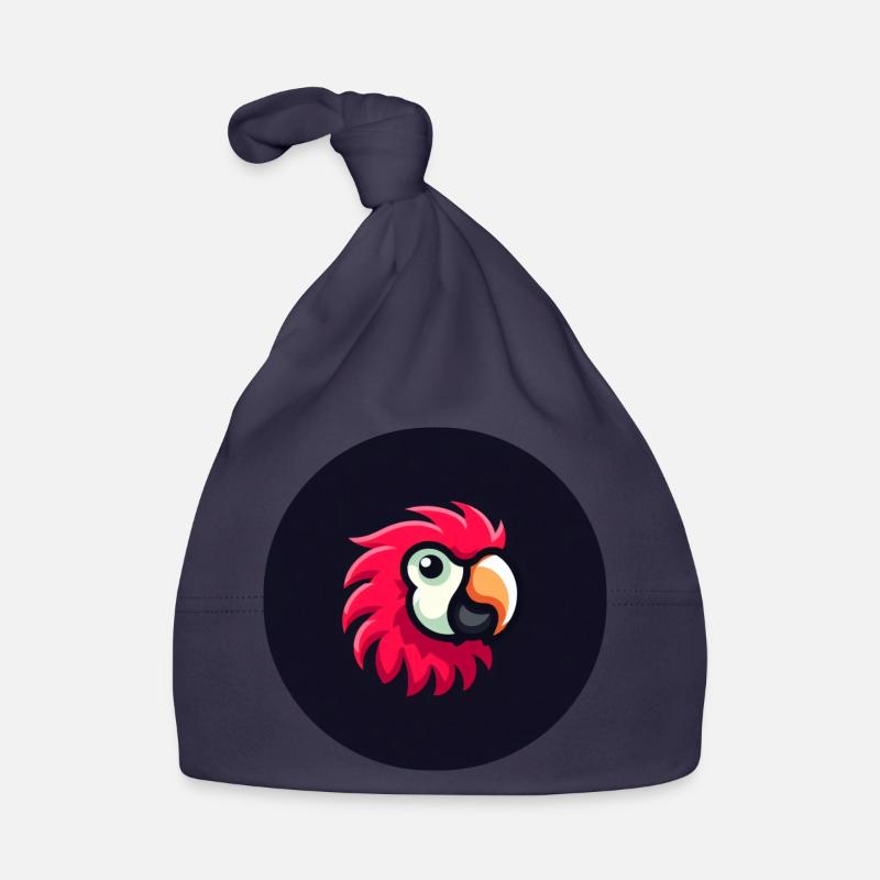 Perroquet mignon dans le style comique en rouge Bonnet bio Bébé