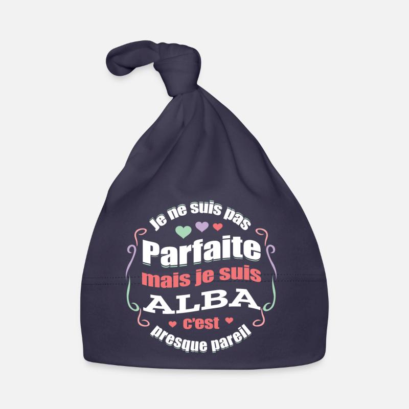 ALBA PARFAITE - PRENOM ALBA - Bonnet bio Bébé - marine