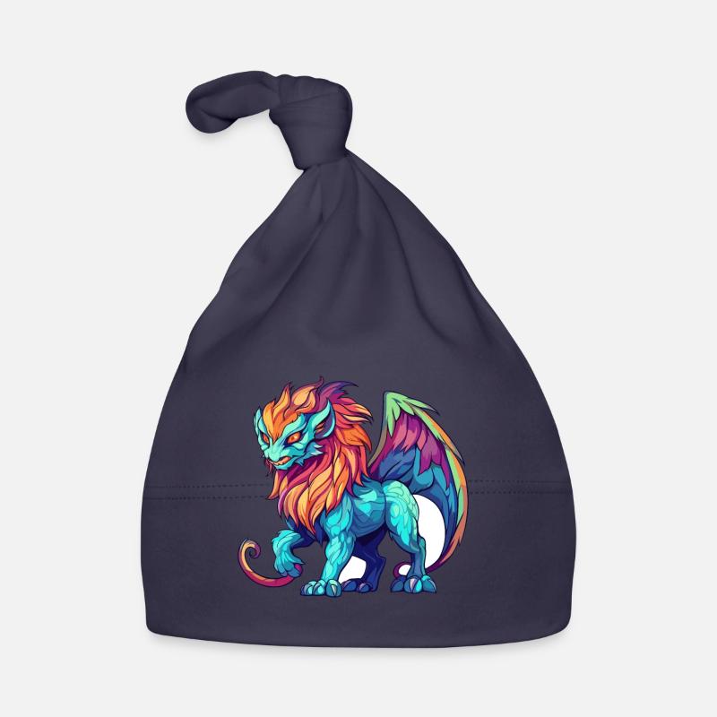 Manticore Aquarelle Colorée Dessin Animé Kawaii Anima Bonnet bio Bébé