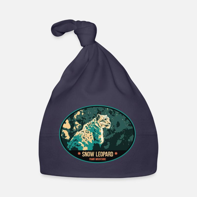 Snow Leopard illustration patch Organic Baby Cap