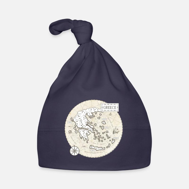 Greece Vintage Map Organic Baby Cap