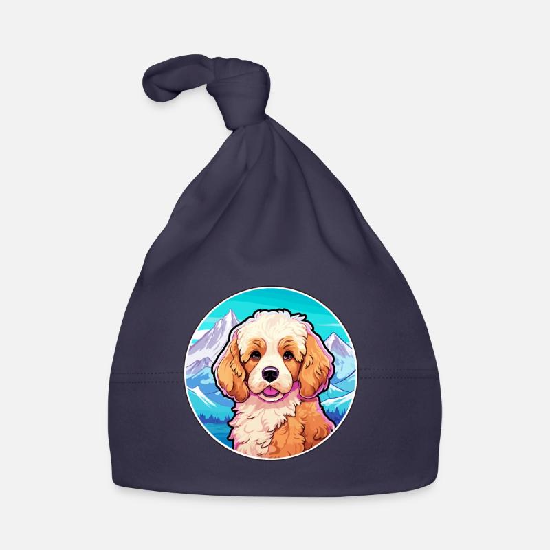 Cavapoo Hunderasse Karikatur Kawaii Aquarell Baby Bio-Mütze