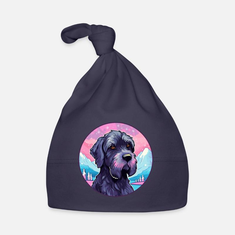 Schnauzer géant race de chien dessin animé Kawaii Watercolo Bonnet bio Bébé