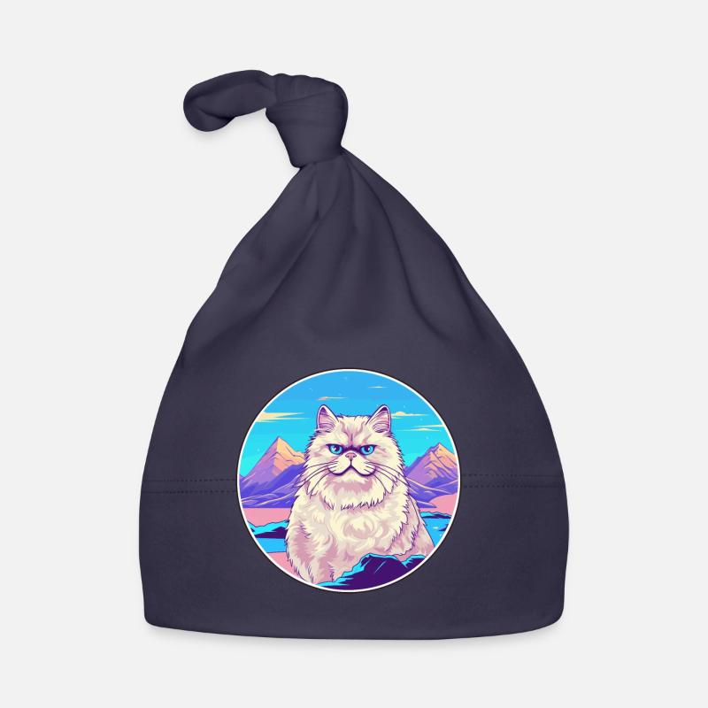Colorpoint chat persan coloré dessin animé aquarelle Bonnet bio Bébé