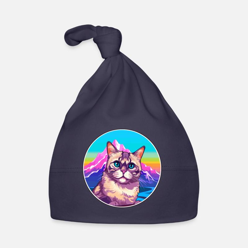 Chypre Chat Coloré Dessin Animé Aquarelle Illustratio Bonnet bio Bébé