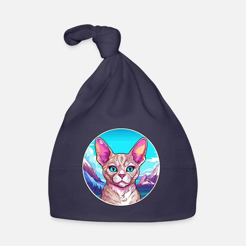 Devon Rex Cat Colorful Cartoon Watercolor Illustra Organic Baby Cap