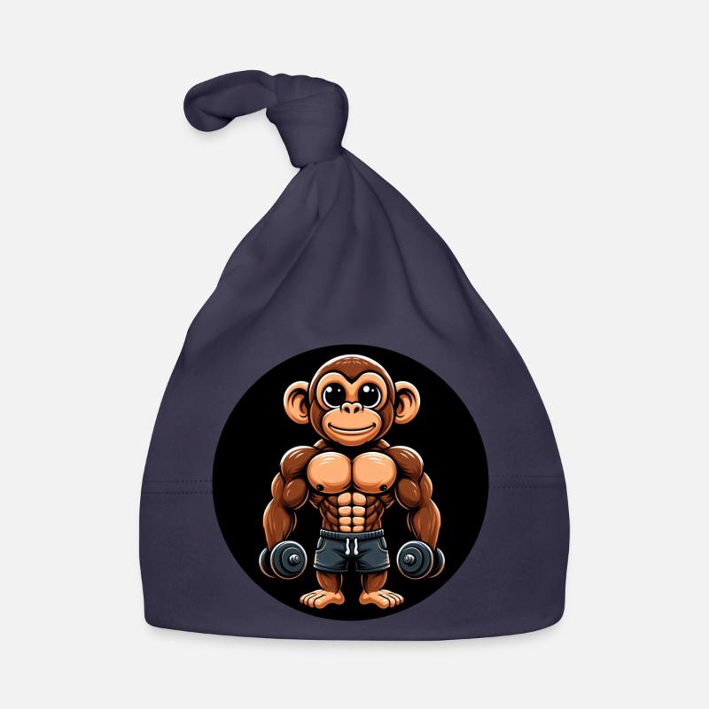 Monkey Chimpanzee Bodybuilder Training Organic Baby Cap