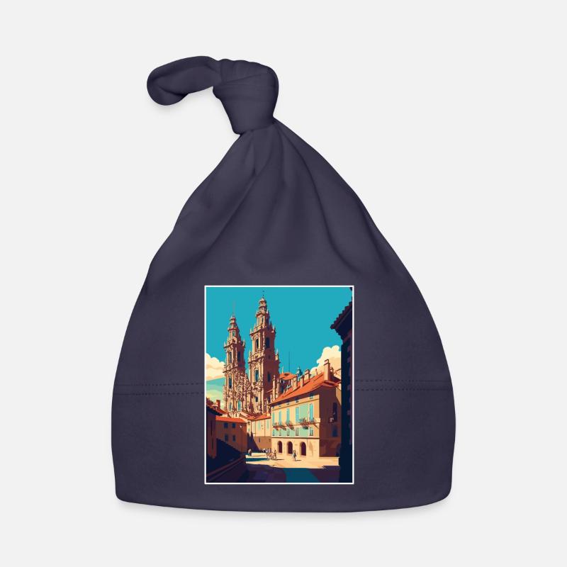 Saint-Jacques-de-Compostelle Espagne Affiche de voyage Vintage Bonnet bio Bébé