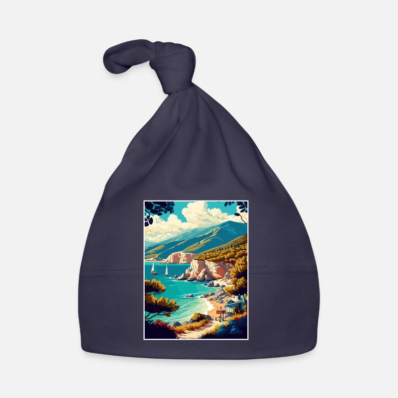 Lefkada Grèce Décoration Vintage Affiche de voyage Bonnet bio Bébé