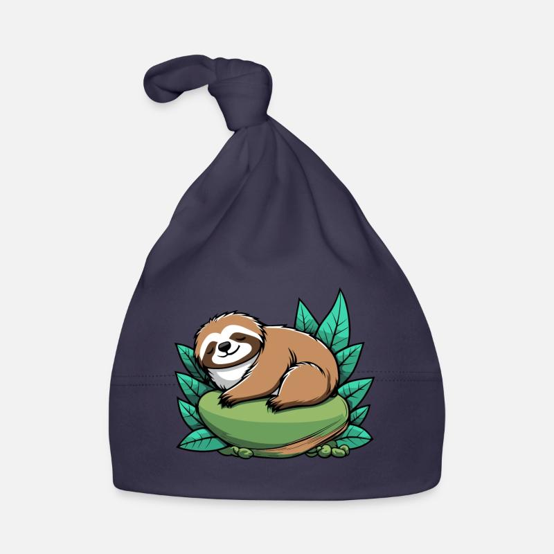 Sleeping Sloth Illustration Organic Baby Cap