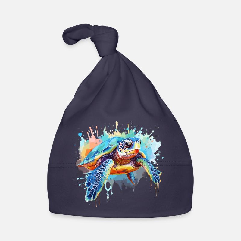 Turtle, watercolor turtle, splash Organic Baby Cap