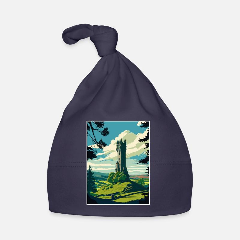 Wallace Monument Ecosse Affiche de voyage Vintage Bonnet bio Bébé