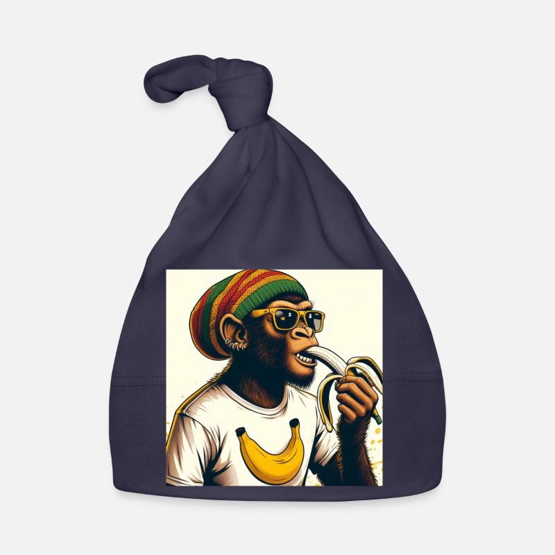 Cooler Affe isst Banane Baby Bio-Mütze