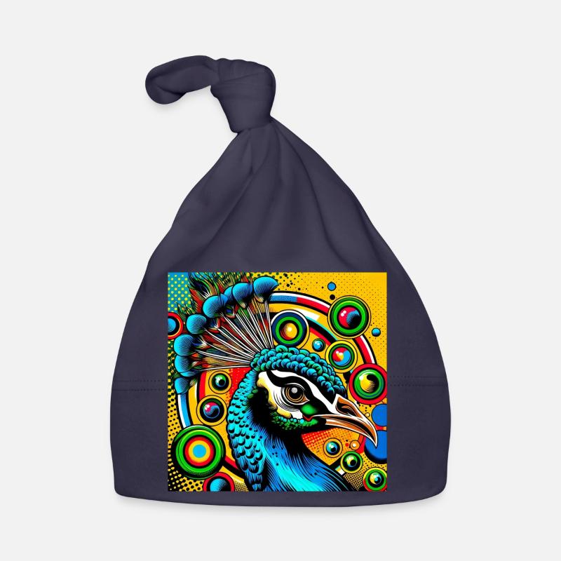 Peacock Pop Art Organic Baby Cap