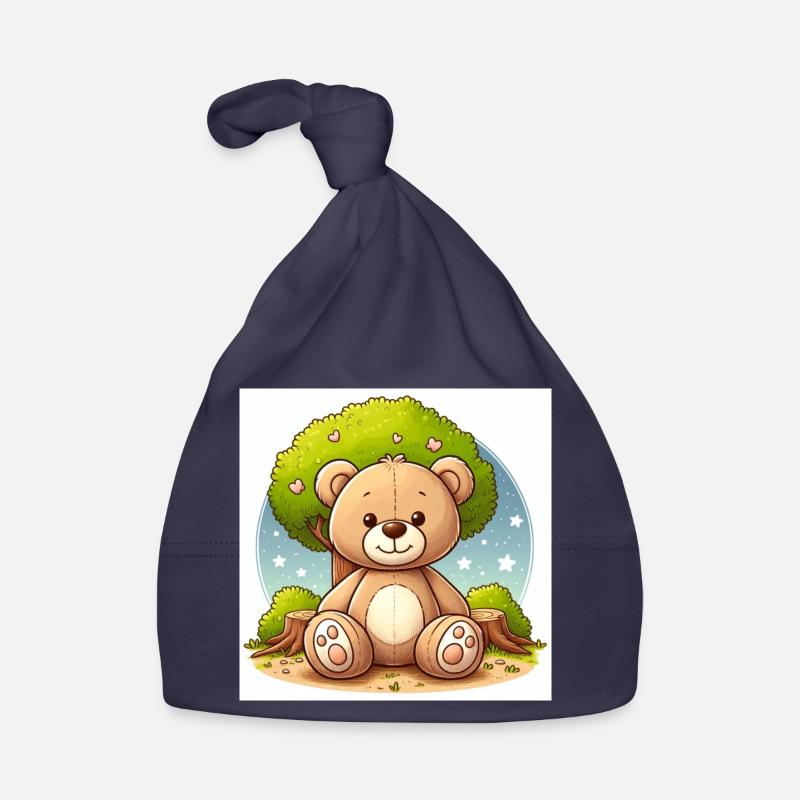Teddybär vor einem Baum Baby Bio-Mütze