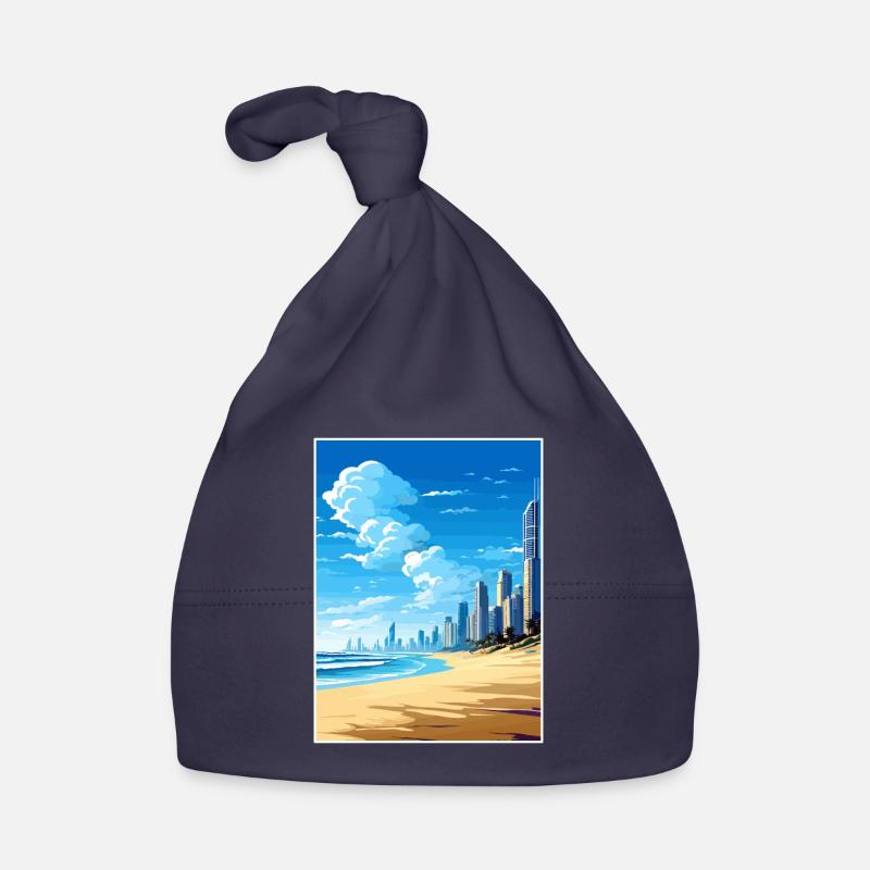 Surfers Paradise Beach Australie affiche de voyage Bonnet bio Bébé