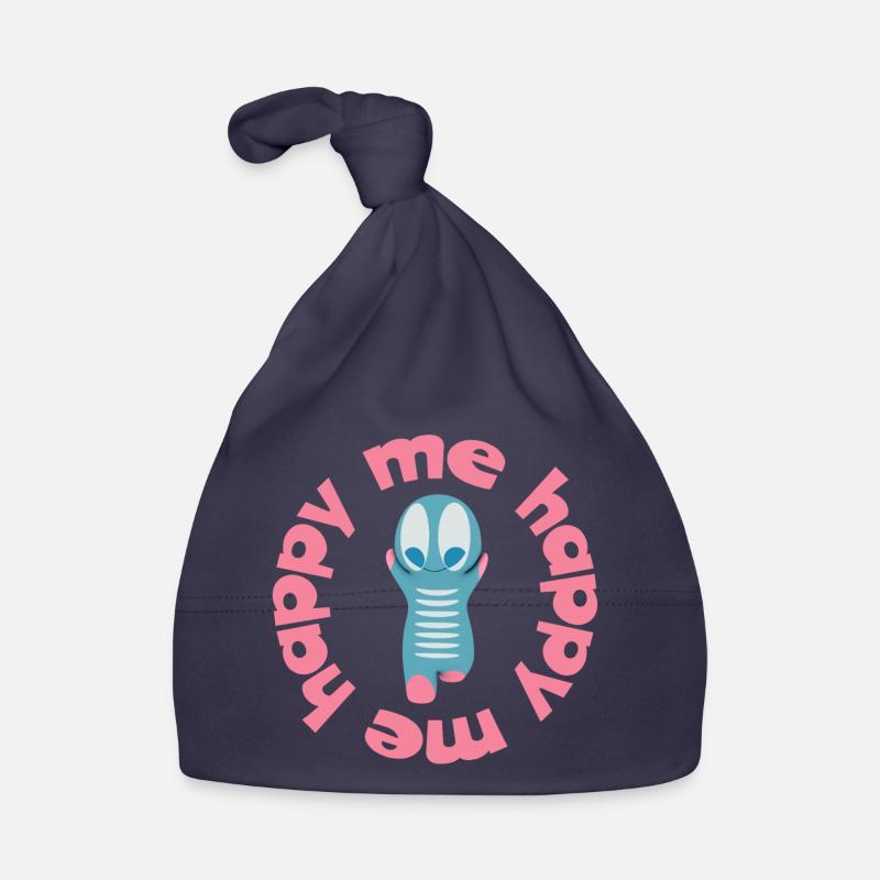 Figure ludique avec texte devise happy me Bonnet bio Bébé