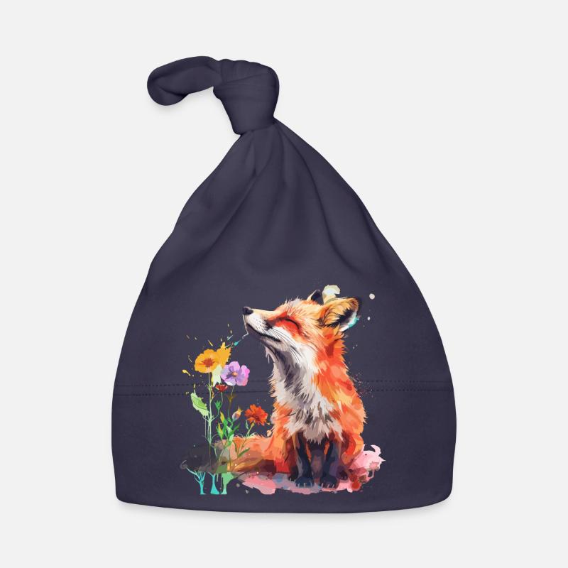 Renard aquarelle, Fox Bonnet bio Bébé