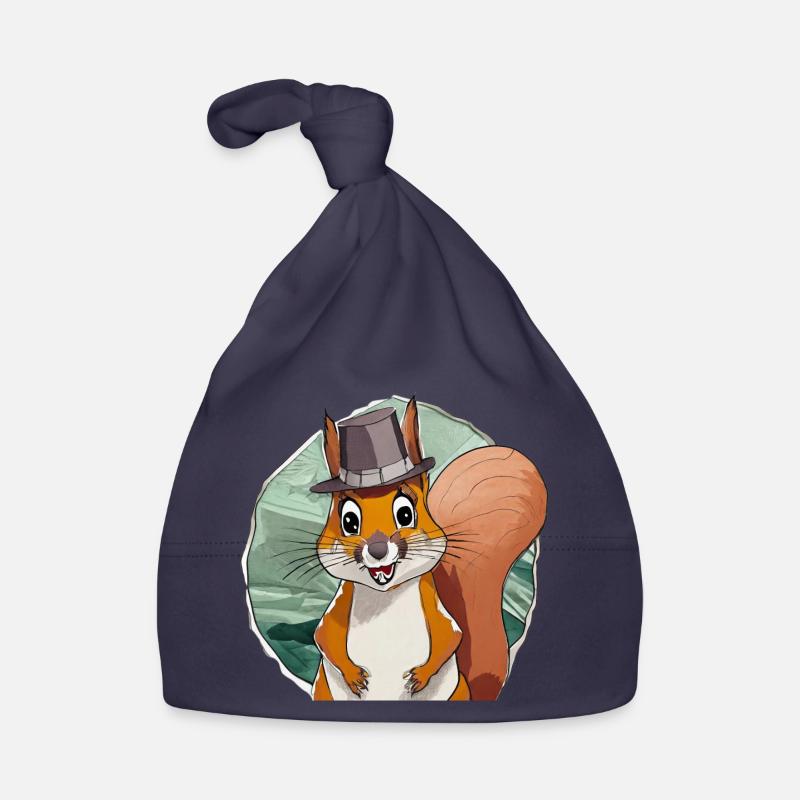 funny squirrel with hat Organic Baby Cap