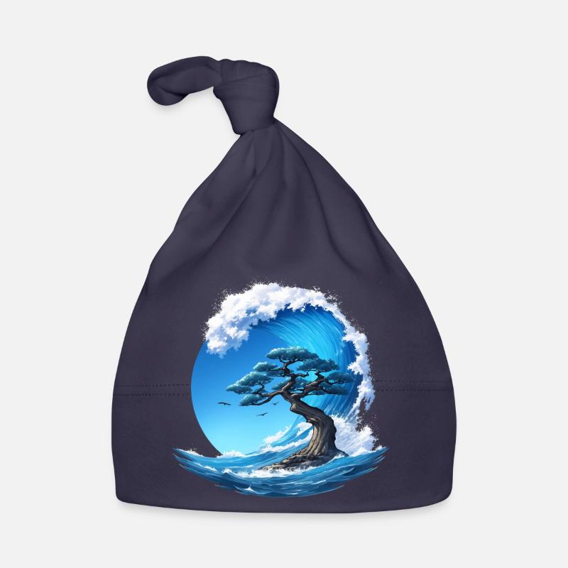 A tree under a wave Organic Baby Cap