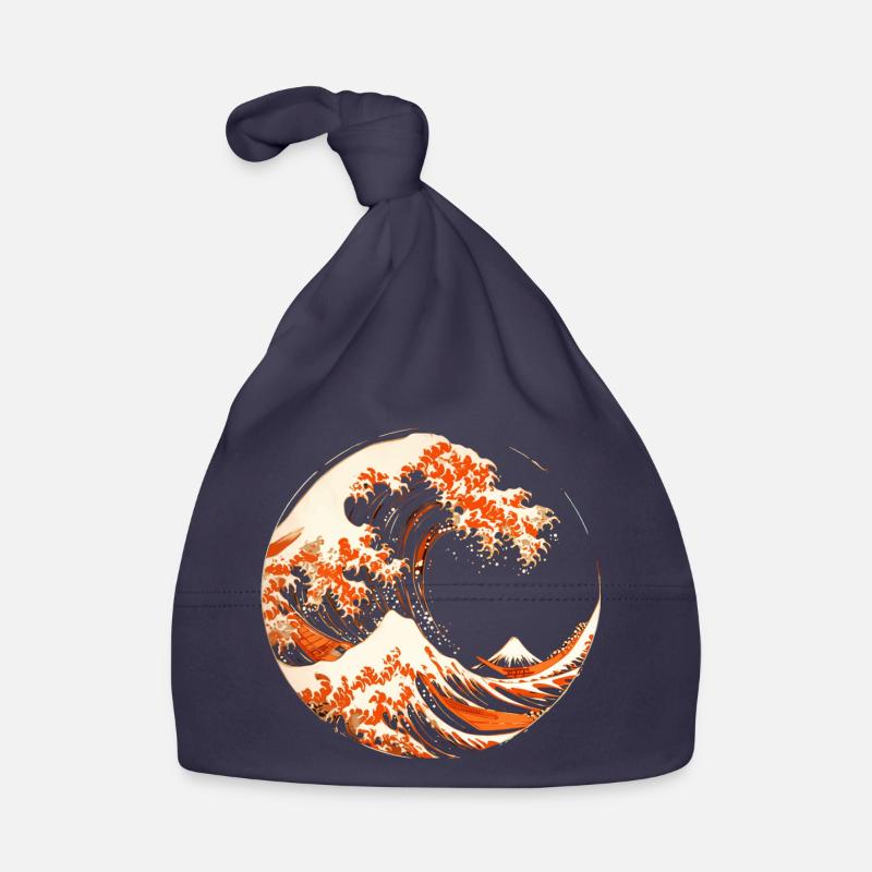 Stylized Hokusai Wave Organic Baby Cap