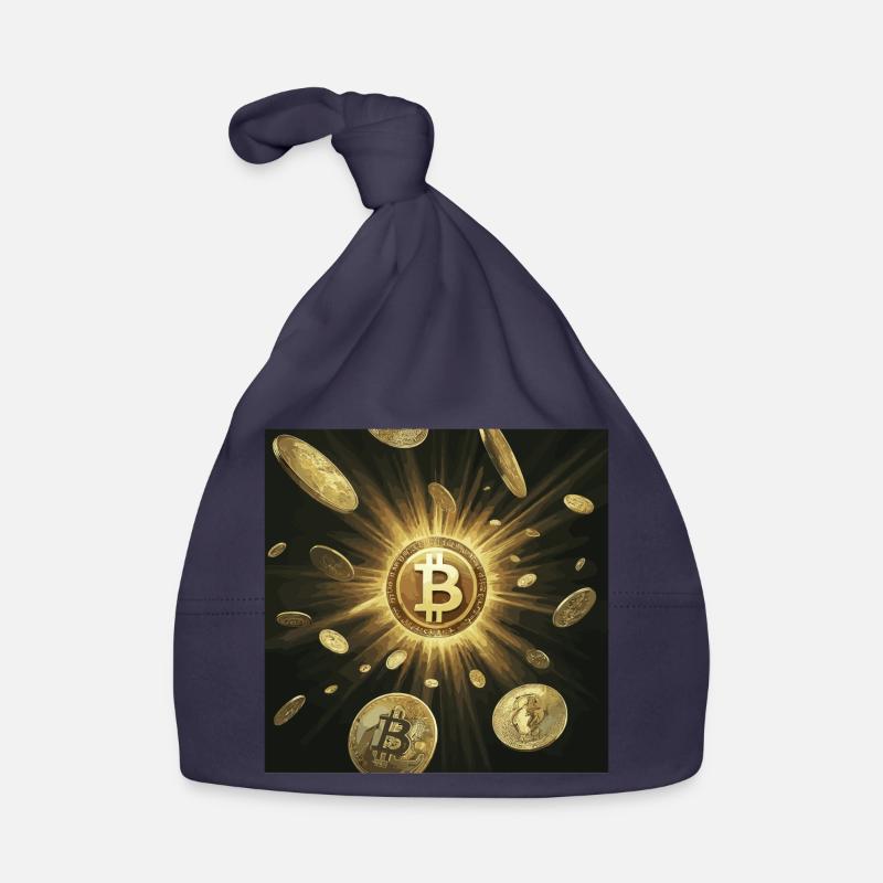 Explosion du bitcoin doré dans l’obscurité Bonnet bio Bébé