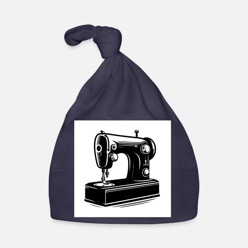 Silhouette de machine à coudre vintage - Bonnet bio Bébé - marine