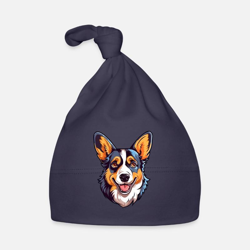 Strickjacke Welsh Corgi Hunderasse Aquarell Karikatur Baby Bio-Mütze