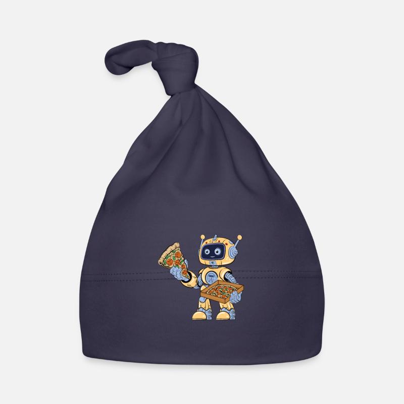 Robot eats pizza Organic Baby Cap